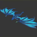 Game Movie Character Dragon Flying With Blue Glowing Wings Red Body And Illuminated Details