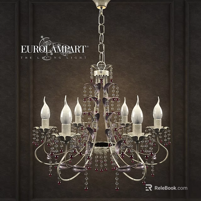 EUROLAMPART Elegant Classic Chandelier With Candle Shaped Bulbs And Crystal Accents 3d model 