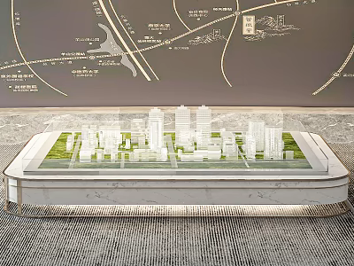 Detailed Urban City Model on Modern Display Stand with Background Map 3d model