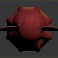 Modern Red Fantasy Creature Character With Sleek Tentacle Form And Blue Details