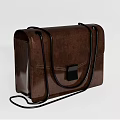Stylish Brown Leather Bag With Black Shoulder Strap And Square Buckle Design