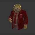 Detailed Anthropomorphic Toad Game Movie Character Wearing Red Coat and Gold Tie