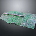 Wood And Stone Natural Craft With Green Leaf Shape And Small Twigs Design