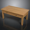 Simple Design Wooden Coffee Table With Rectangular Top Two Drawers And Sturdy Legs 3d model