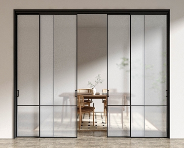 Frosted glass oil sand glass sliding door 3d model