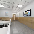 Modern Hospital Ward Interior With Two Beds Wooden Walls Windows Curtains And Nightstand