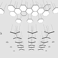 Modern Hexagonal Chandeliers Design With Multiple Hanging Shapes And Cluster Arrangement 3d model