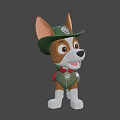 Cartoon Dog Character Wearing Green Hat With Badge And Green Backpack In Game Movie