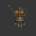 Smart Machine Robot with Purple Eyes Metallic Design Antenna and Orange Black Color Scheme