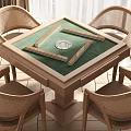 Mahjong Table and Chair Mahjong Table and Chair Combination 3d model