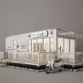 Industrial Equipment Container Structure For Modern Shop With Transparent Windows And Outdoor Area