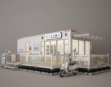 Industrial LOFT Container Cafe Bar Milk Tea Shop Steel Structure Fast Restaurant Container Booth Sale Truck Vans 3d model