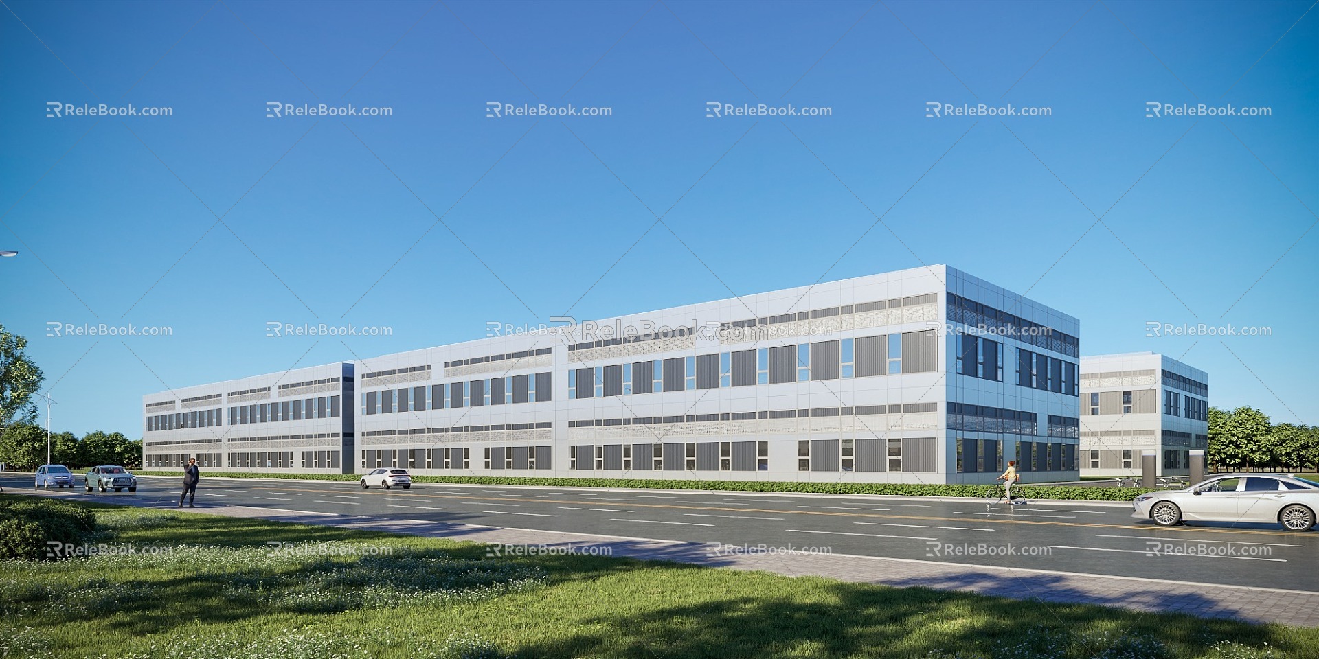 Modern Industrial Park Workshop 3d model