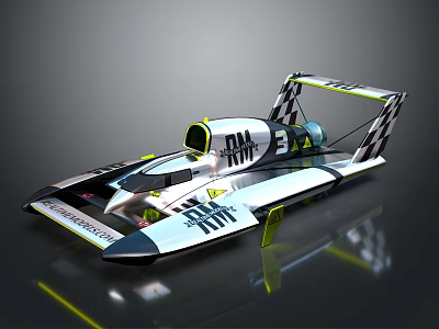 Modern Racing Yacht With Unique Cockpit And Tail Fin Design 3d model