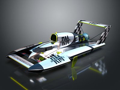 Modern rowing motorboat game motorboat 3d model