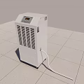 White Standing Air Conditioner Fan With Digital Temperature Display And Dehumidifying Function On Tile Floor