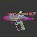 Futuristic Sci Fi Gun With Silver Red Accents And E LZR Wing Design