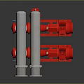 Industrial Red Pumps With Stainless Steel Piping And Mechanical Structure Components
