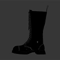Stylish Black Tall Lace Up Boots With Chunky Treaded Sole Design