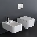 Modern White Wall Mounted Toilet With Matching Sink On Gray Wall