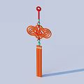 Red Cloud Pattern Outdoor Light With Green Beads And Orange Tassel Decoration