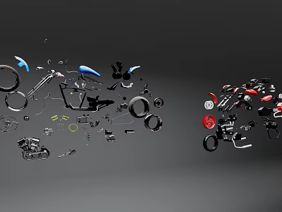 Motorcycle disassembly diagram Modern mechanical parts car structure diagram 3d model
