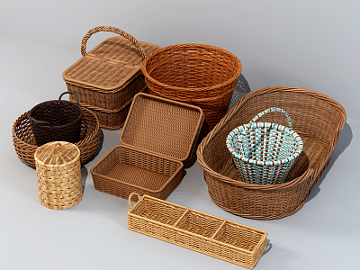 Modern Storage Basket Rattan Basket 3d model