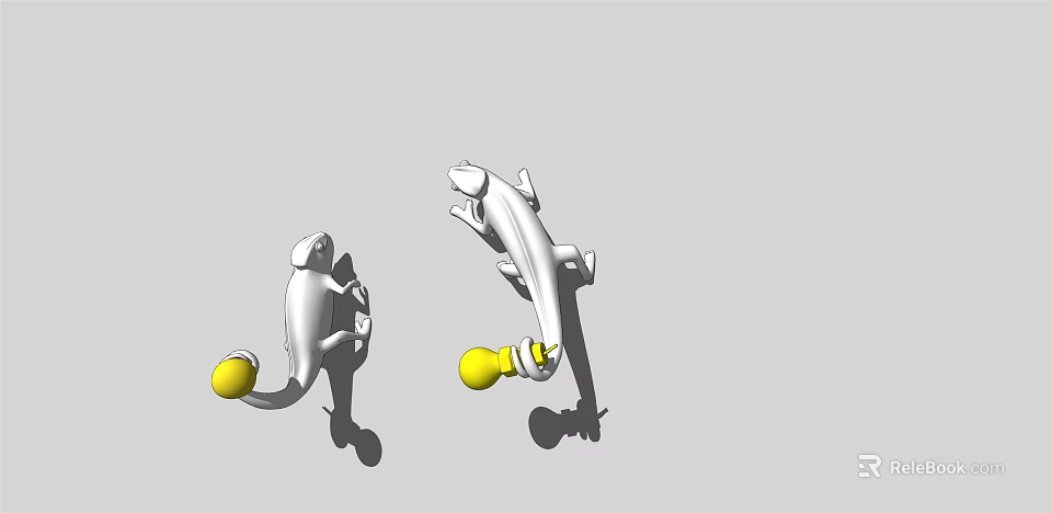 Unique Lizard Shaped Wall Lamps With Yellow Accent Balls Design 3d model 
