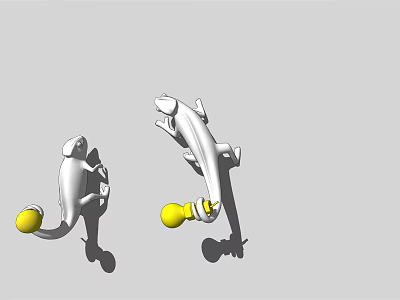 Unique Lizard Shaped Wall Lamps With Yellow Accent Balls Design 3d model