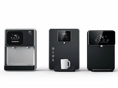 HOCHEN Modern Black Water Dispensers With Digital Display And Cup 3d model