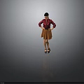 Child Wearing Red Black Plaid Shirt and Brown Skirt Standing with Hands on Hips