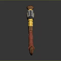 Detailed Decorative Axe With Silver Metal Head Yellow Middle And Red Wrapped Handle