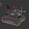 Small Unmanned MODR Tank With Tracked Base And Sensor Equipment 3d model