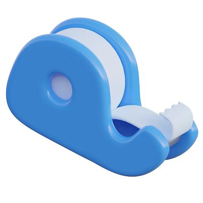 Blue Plastic Tape Dispenser With White Tape And Rounded Design For Home Use 3d model