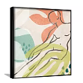 Abstract Painting Four Panel Set With Soft Hues Leaf Patterns And Human Figure Outlines 3d model