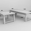 Two Wooden Functional Tables With Simple Design And Smooth Rectangular Surface 3d model