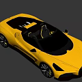 Yellow Bugatti Sports Car With Sleek Design And Black Convertible Top