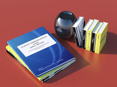 Stacked Books and Magazines With Blue Cover Science Communication Theme And Various Colors 3d model
