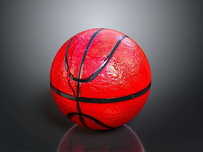 Red Basketball With Black Stripes Durable Rubber Material For Daily Sports Use 3d model