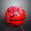 Red Basketball With Black Stripes Durable Rubber Material For Daily Sports Use