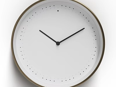 Modern Minimalist Wall Clock With Gold Brass Frame White Dial And Black Hands 3d model
