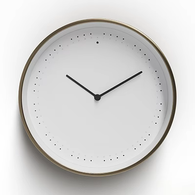 Modern Minimalist Wall Clock With Gold Brass Frame White Dial And Black Hands 3d model