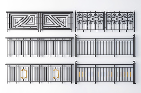 Modern guardrail wrought iron guardrail 3d model