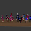 Group of People in Colorful Costumes Dancing Together on Wooden Platform