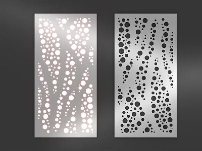 Carved Metal Panels Featuring Decorative Dot And Line Patterns In White And Black 3d model