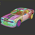 White Muscle Car With Black Stripes Red Brake Calipers And Yellow Front Lip