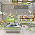 Modern Dessert Shop Interior With Open Layout Dessert Display Counter And Menu Screens 3d model