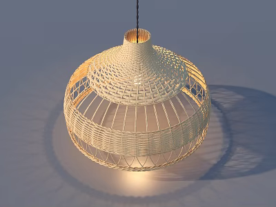 Woven Pendant Light With Round Hollow Design And Soft Light Shadow Effect 3d model