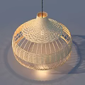 Woven Pendant Light With Round Hollow Design And Soft Light Shadow Effect 3d model