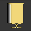 Modern White Cabinet With Gold Accents Reflective Sleek Surface And Curved Design